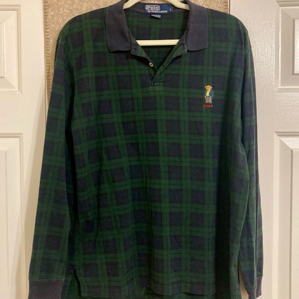 Ralph Lauren Green and Navy Plaid Men's Shirt